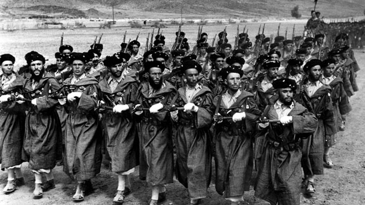 Les goumiers marocains lors de la Seconde Guerre Mondiale.
