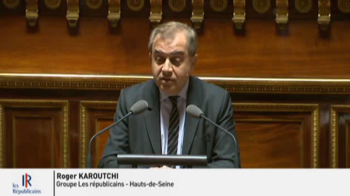 Roger Karoutchi lors de son intervention au Sénat français. 

