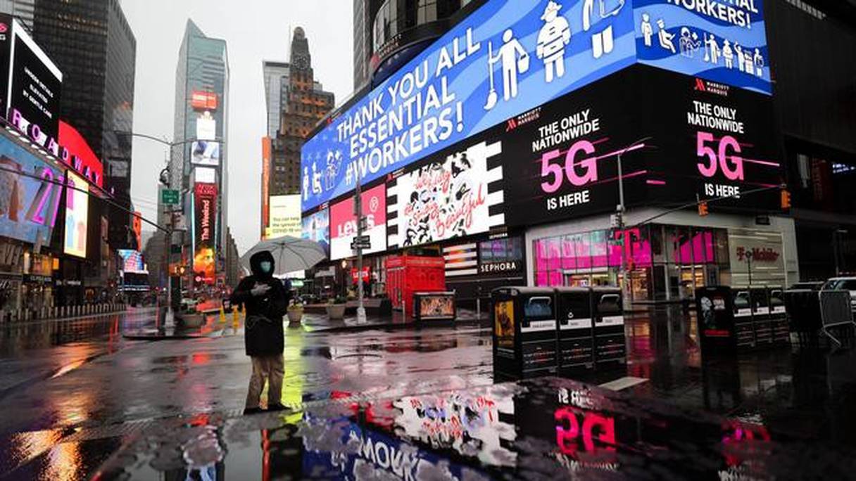 A New York, Times Square vide, en mars 2020. 
