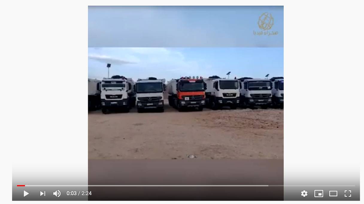 Plusieurs véhicules gros porteurs appartenant à Mohamed Ould Abdel Aziz ont été saisis. (capture écran).
