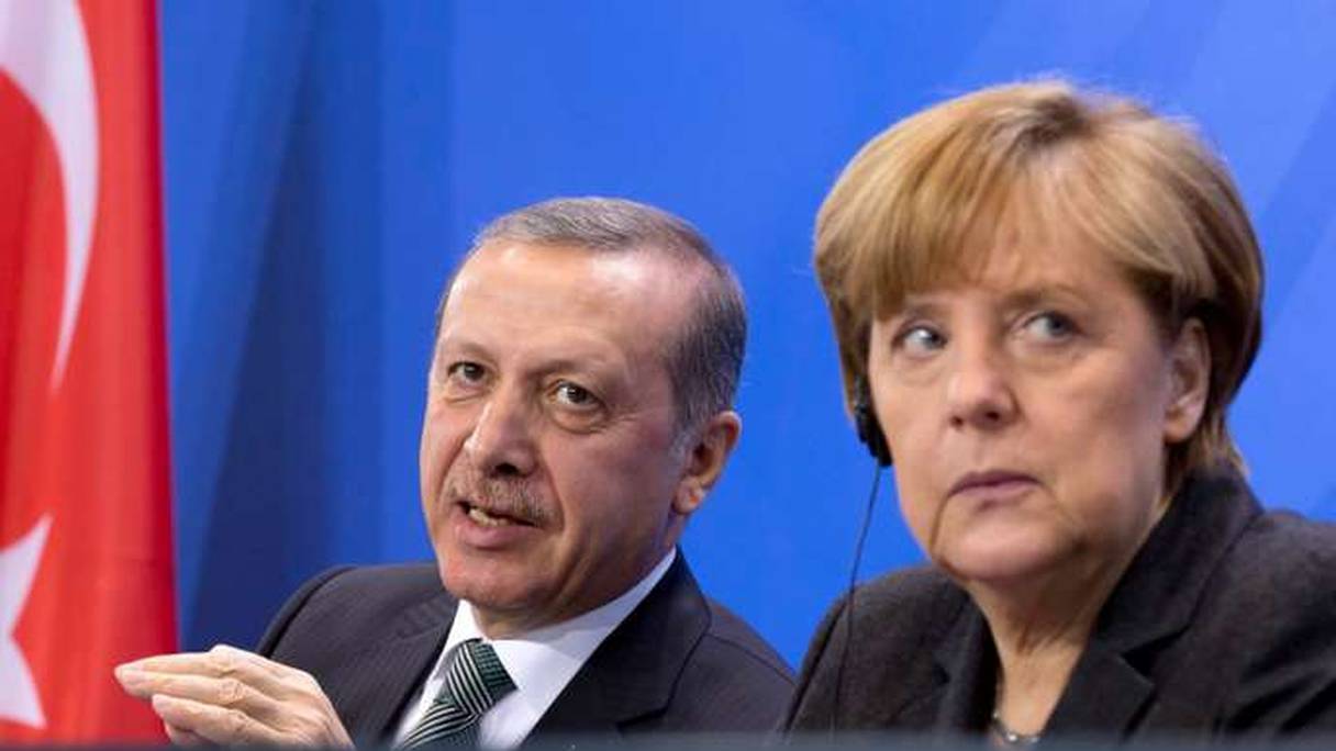 Le président turc, Recept Tayyip Erdogan, et la chancelière allemande, Angela Merkel. 
