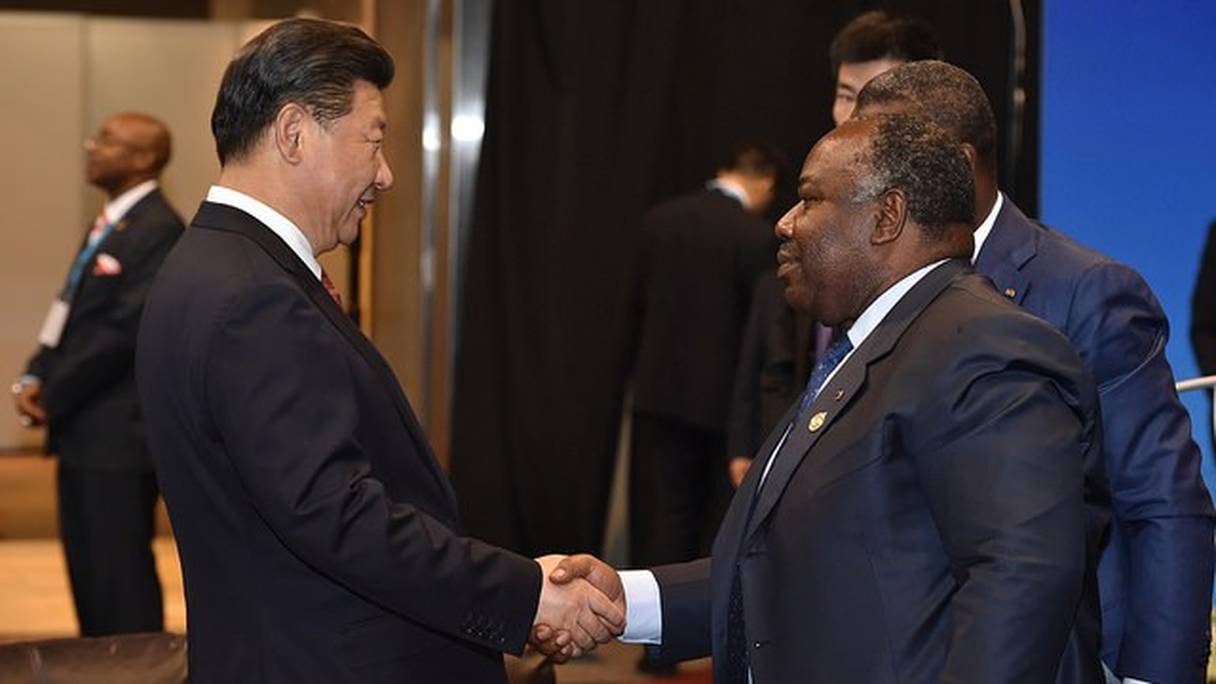 Xi Jinping, président de la Chine, et Ali Bongo, président du Gabon. 
