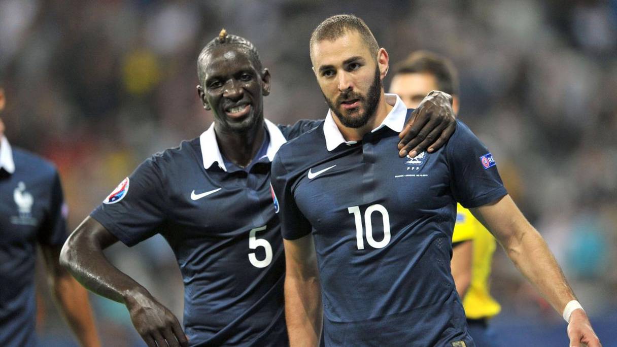 Les footballeurs français Karim Benzema et Mamadou Sakho.
