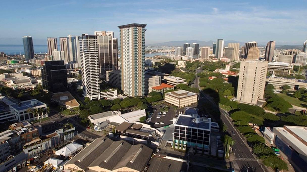 Vue d'Honolulu, capitale de Hawaï. 
