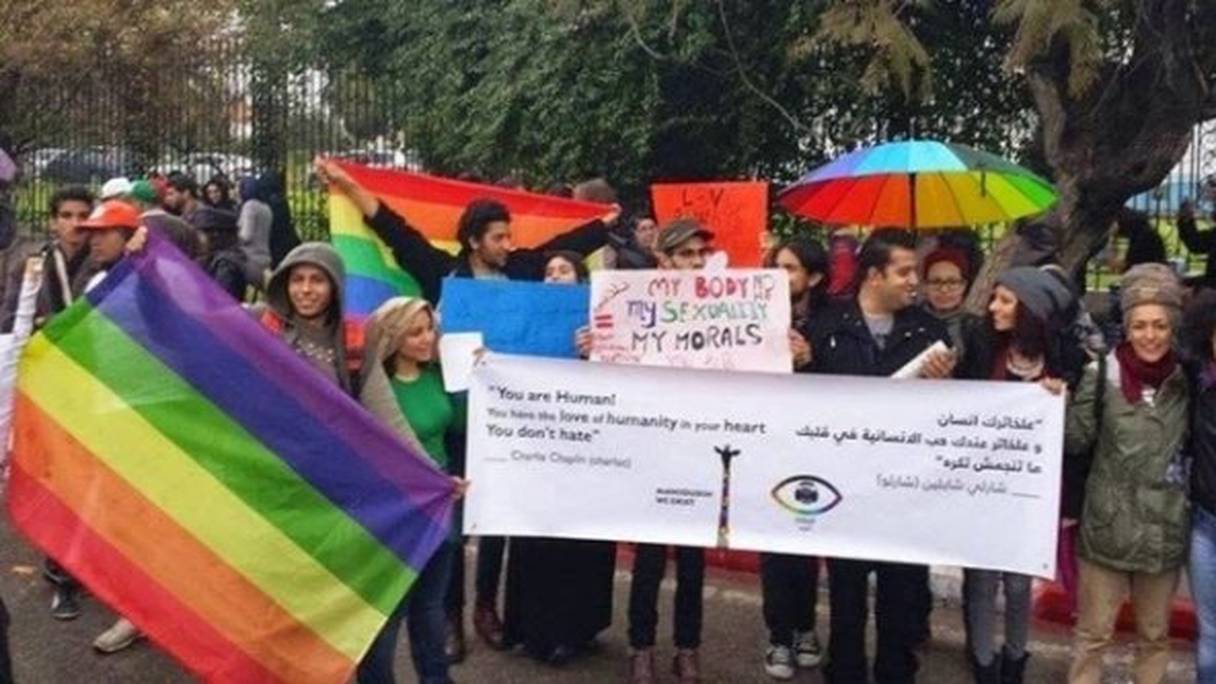 Manifestation à Tunis pour la dépénalisation de l’homosexualité, le 27 mars 2015.
