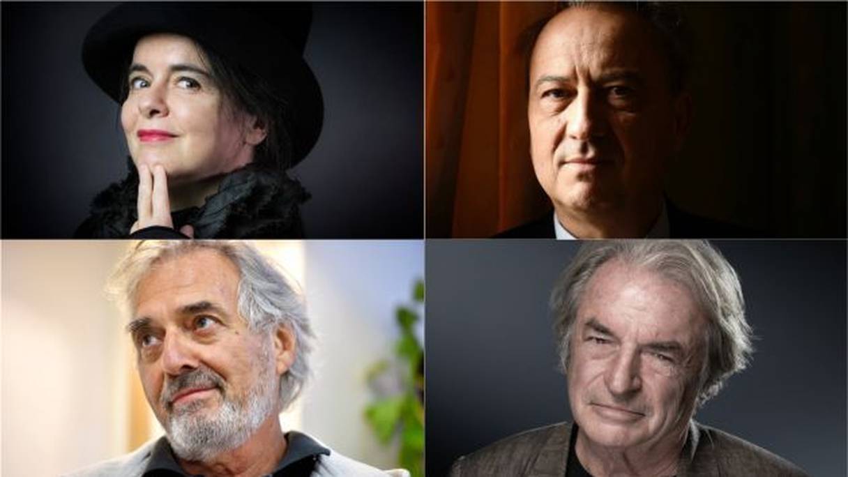 Amélie Nothomb, Jean-Luc Coatalem, Jean-Paul Dubois et Olivier Rolin, les quatres finalistes du prix Goncourt 2019.
