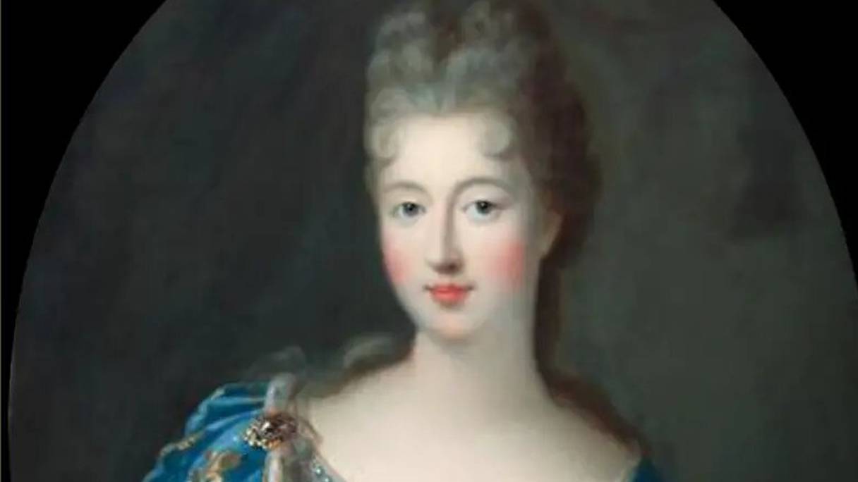 Marie-Anne de Bourbon, princesse de Conti, fille de Louis XIV et de Madame de la Vallière. (Détail d'un médaillon du XVIIe siècle, auteur inconnu). 
