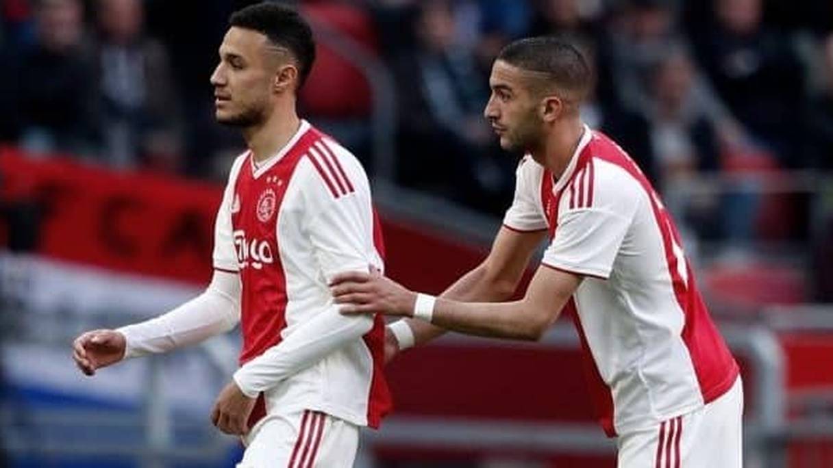 Noussair Mazraoui et Hakim Ziyech, du temps où ils étaient réunis à l'Ajax d'Amsterdam.
