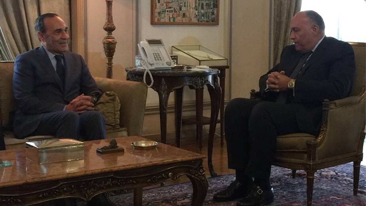 Habib El Malki, président de la Chambre des représentants, et Sameh Choukry, chef de la diplomatie égyptienne.
